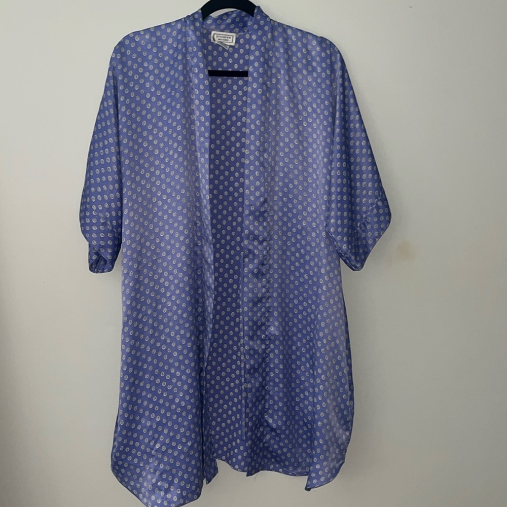 Vintage Indigo Blue Satin like Robe
